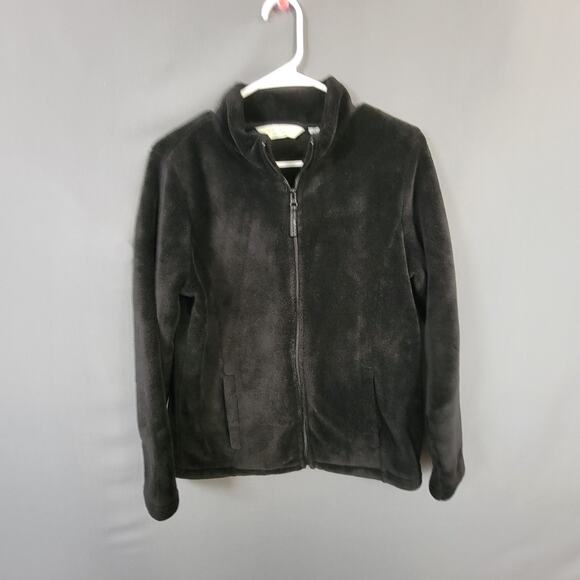 Great Northwest Black Plush Fleece Zip Jacket with Pockets Medium - Picture 1 of 10